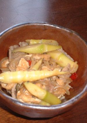 細筍と豚肉の炒め煮-レシピのメイン写真