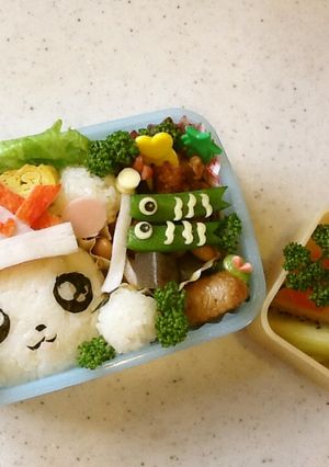 兜かぶったハムスターこどもの日きゃら弁♪-レシピのメイン写真