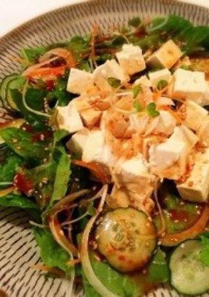 韓国風♡豆腐をのせたサンチュのサラダ-レシピのメイン写真