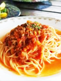 牛すじのトマト煮込みパスタ-レシピのメイン写真