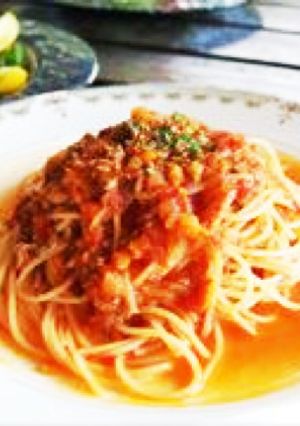 牛すじのトマト煮込みパスタ-レシピのメイン写真