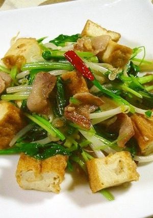 小松菜と厚揚げのタイ風炒め-レシピのメイン写真