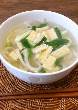 生姜たっぷり！葱と油揚げのあんかけうどん-レシピのメイン写真
