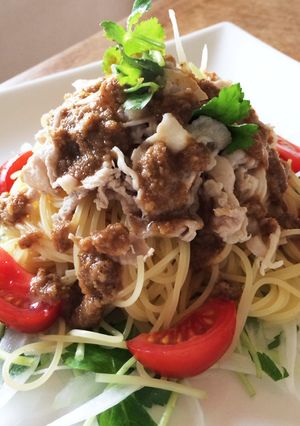 新玉ねぎと冷しゃぶのゴマだれカッペリーニ-レシピのメイン写真