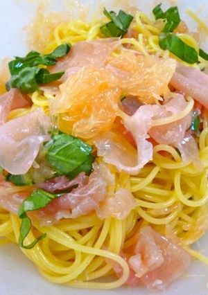 グレープフルーツと生ハムのひんやりパスタ-レシピのメイン写真