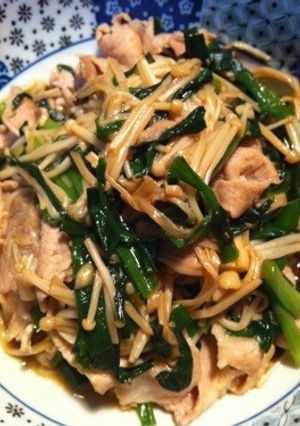豚肉とエノキとニラのオイスターソース風-レシピのメイン写真