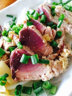 フライパンで作るカツオの塩タタキ-レシピのメイン写真