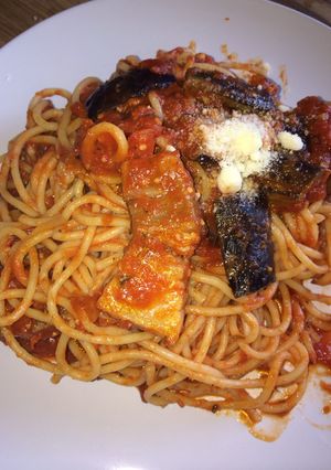 茄子とパンチェッタのトマトソースパスタ-レシピのメイン写真