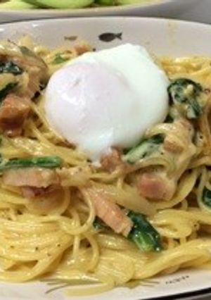 カルボナーラ〜厚切ベーコンとほうれん草〜-レシピのメイン写真