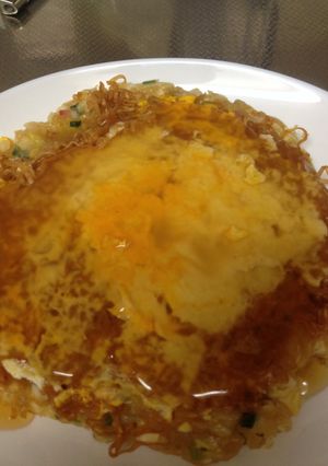 チキンラーメンの餡かけお好み焼き-レシピのメイン写真