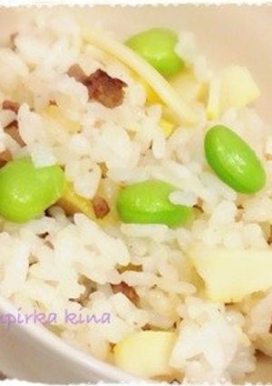ひき肉＋えだまめで、ボリューム筍ごはん-レシピのメイン写真