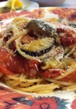 昭和の味？茄子とベーコンのトマトパスタ♫-レシピのメイン写真