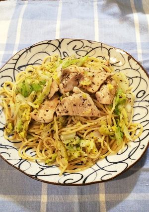 鶏胸肉とキャベツのゆかりスパゲティ-レシピのメイン写真