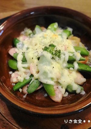 スナップエンドウのチーズオーブン焼き-レシピのメイン写真