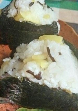 塩昆布とたくあんのおにぎり-レシピのメイン写真