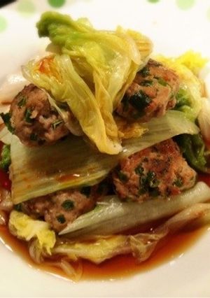 白菜とニラバーグのぽん酢がけ-レシピのメイン写真