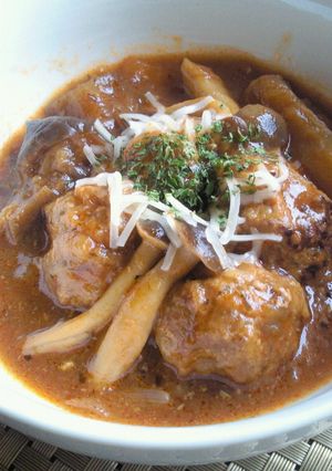 きのこと茄子のコロコロ煮込みハンバーグ-レシピのメイン写真