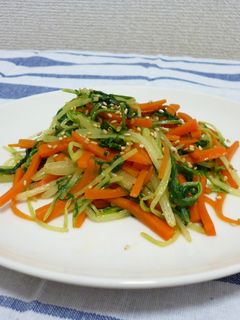 【簡単!】水菜とにんじんのウェイバー炒め-レシピのメイン写真