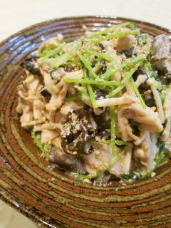 簡単一品❀豆苗ときのこの胡麻さらだ❀-レシピのメイン写真