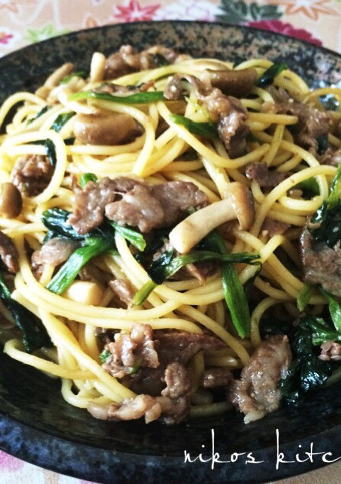 簡単＆絶品♡ほうれん草と牛肉の和風パスタ-レシピのメイン写真