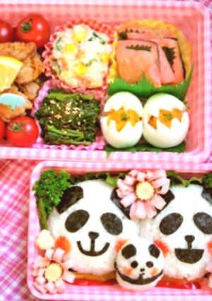キャラ弁！家族パンダで動物園-レシピのメイン写真