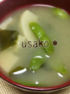 簡単★筍と絹さやの味噌汁-レシピのメイン写真