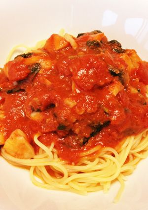 超手抜き★白身魚のトマトソースパスタ-レシピのメイン写真