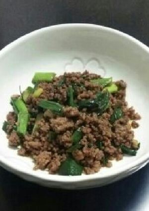 ごはんがすすむ!ひき肉とネギのピリ辛炒め-レシピのメイン写真