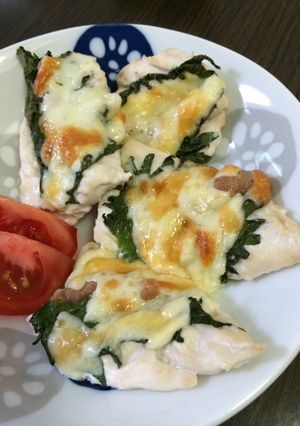 10分で！鶏ささみの大葉と梅肉チーズ焼き-レシピのメイン写真