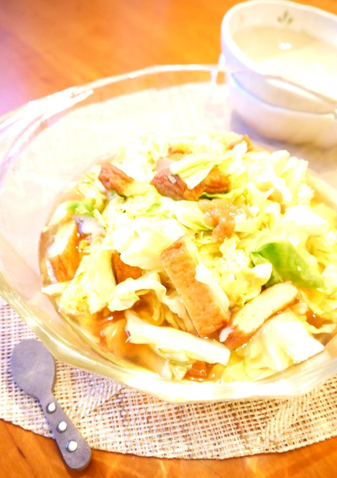 レンジで簡単♪キャベツとさつま揚げの梅煮-レシピのメイン写真