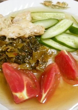 冷麺に辛子高菜のせて-レシピのメイン写真
