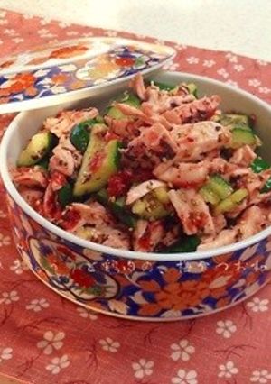 たたききゅうりと鶏肉の、かつお梅和え-レシピのメイン写真