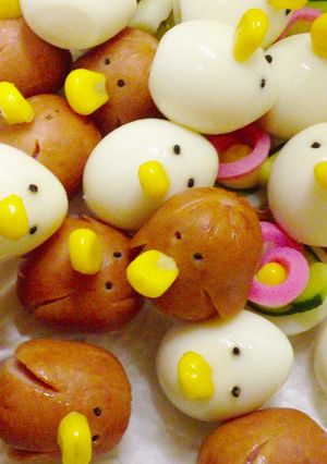 うずらとウィンナーのひよこ？ペンギン？-レシピのメイン写真
