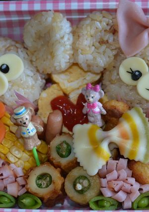 ダッフィーシェリーメイ★遠足★キャラ弁-レシピのメイン写真