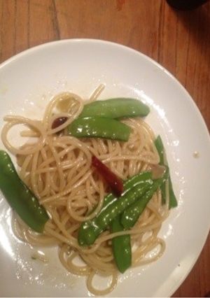 絹さやのペペロンチーノ-レシピのメイン写真