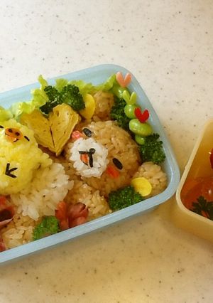 リラックマとキイロイトリのお眠りキャラ弁-レシピのメイン写真