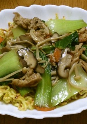 きのことチンゲン菜のあんかけ焼きそば-レシピのメイン写真