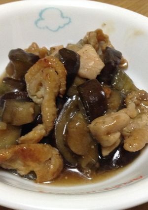 鶏皮とナスの炒めもの-レシピのメイン写真