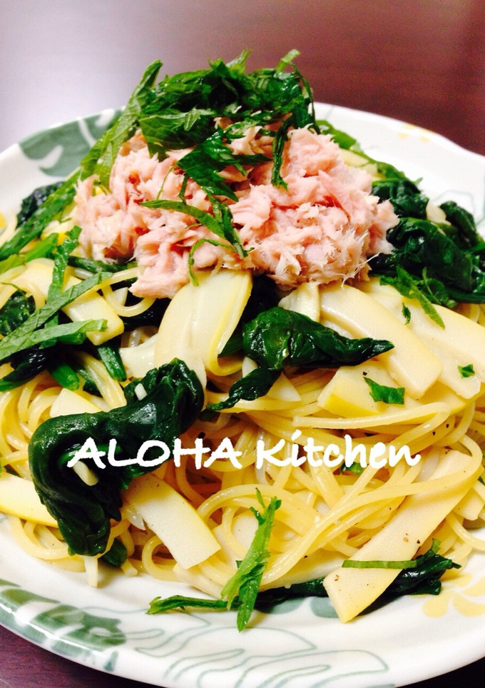 簡単！筍・ほうれん草・ツナの和風パスタ！-レシピのメイン写真