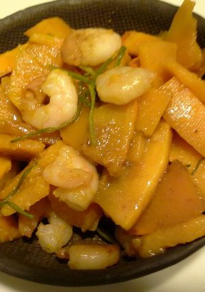 かぼちゃとエビの醤油バター炒め-レシピのメイン写真