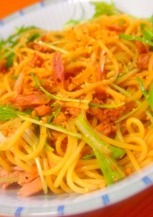 ツナと水菜の冷製和風パスタ☆-レシピのメイン写真