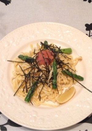 手打ちでタラコとアスパラのクリームパスタ-レシピのメイン写真