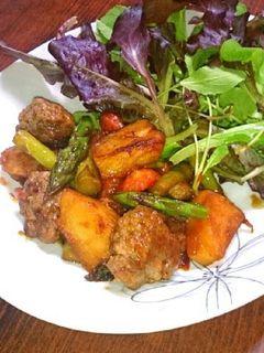 ハンバーグたねと野菜のバルサミコ炒め-レシピのメイン写真