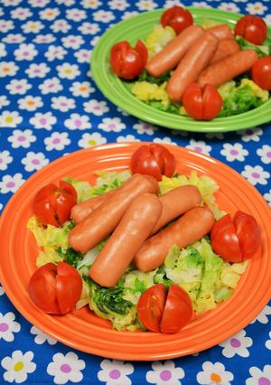 ボイル春キャベツ❀ウインナのせて❀-レシピのメイン写真