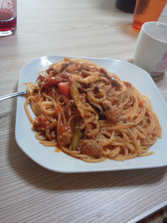 トマト煮リメイクパスタ-レシピのメイン写真