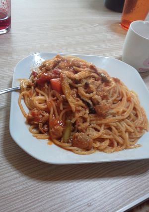 トマト煮リメイクパスタ-レシピのメイン写真