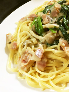 A picture of ほうれん草とベーコンのクリームパスタ!!.