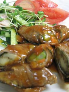 甘辛ダレがおいしい!野菜と大葉の豚肉巻き-レシピのメイン写真