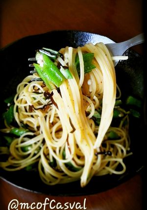 痩せるぞ！オクラ塩昆布の混ぜるだけパスタ-レシピのメイン写真