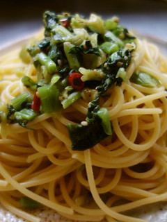 彼氏喜ぶご飯15野沢菜麺つゆバターパスタ-レシピのメイン写真
